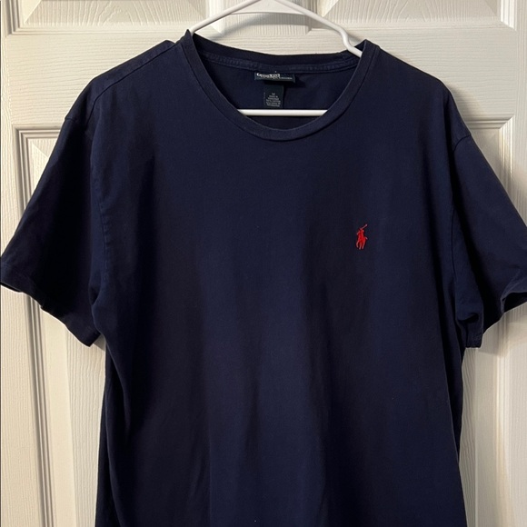 Polo by Ralph Lauren Men's Dark Blue Tee with Red Logo M - Picture 1 of 5